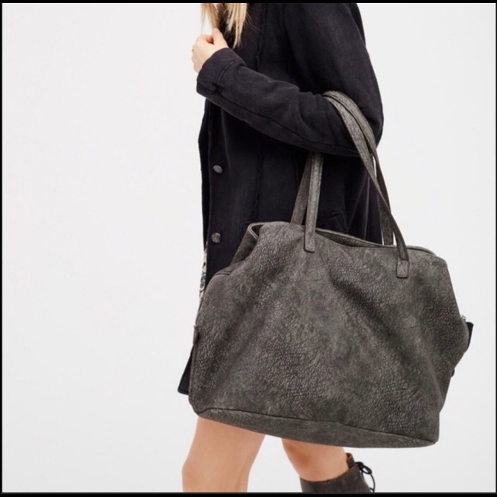 FREE PEOPLE Large Purse Tote Grey Faux leather